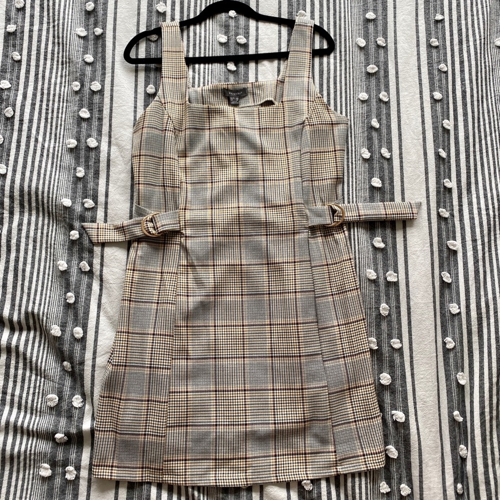 Plaid overall dress
